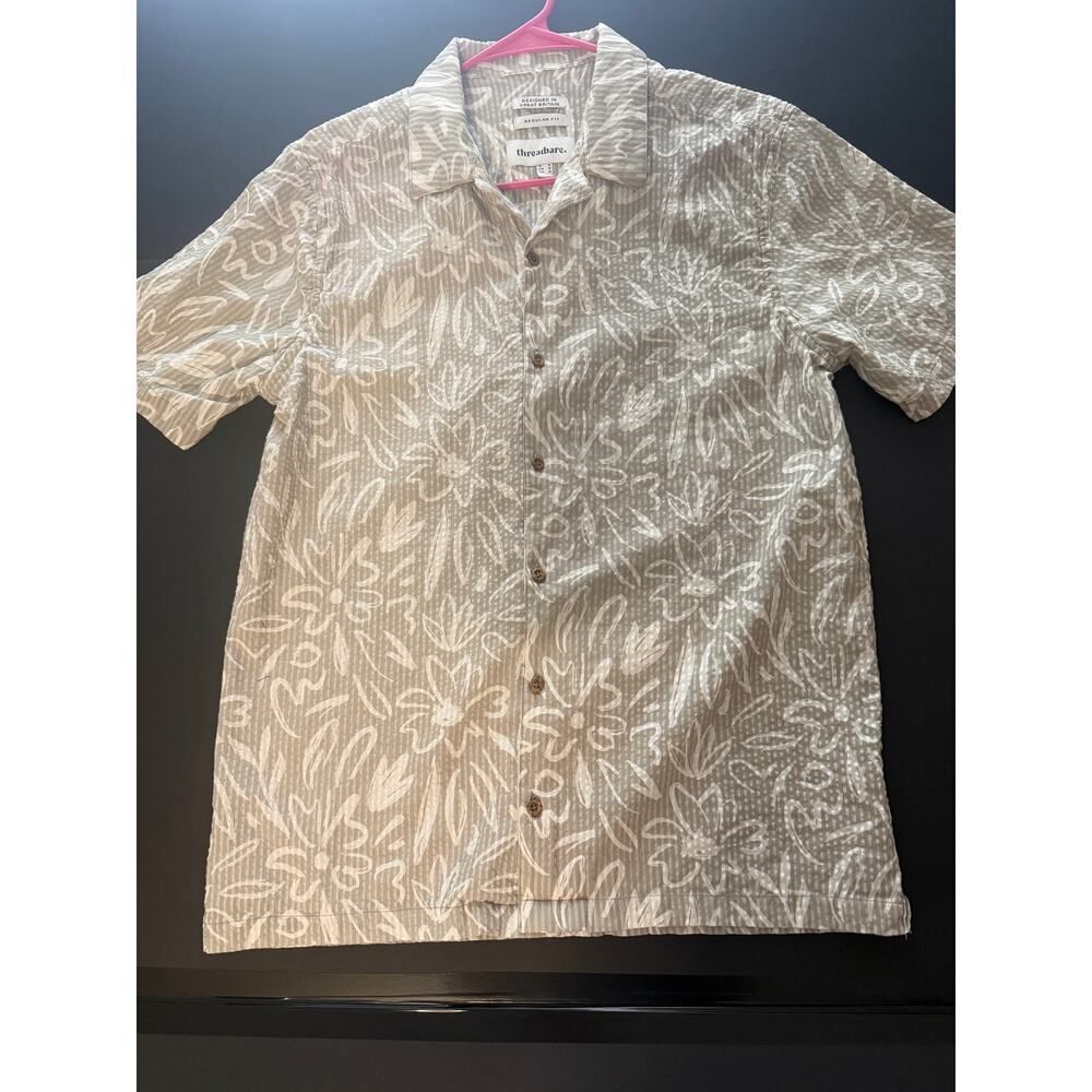 Threadbare Men’s Regular Fit Floral print Shirt – 100% Cotton – Size M